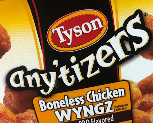 Tyson Foods any'tizers boneless chicken wyngz Tyson Foods any'tizers boneless chicken wyngz
