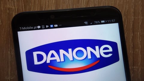 Danone logo on mobile phone