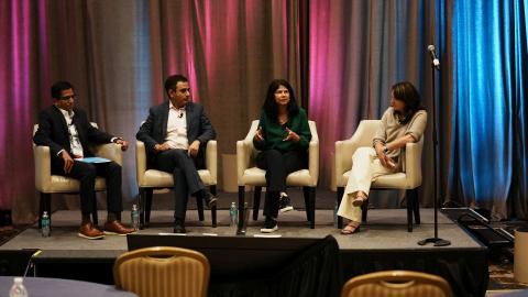 From left to right: Nandha Kumar, CIO Americas, Danone; Mohit Das, Former Vice President, Commercial Analytics, Kellogg; Seemantini Godbole, EVP, Chief Information Officer, Lowe's; Jo O'Hazo, Chief Data & Analytics Officer, Giant Eagle.