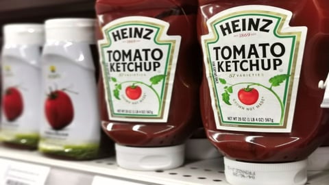 Heinz ketchup bottle on shelf