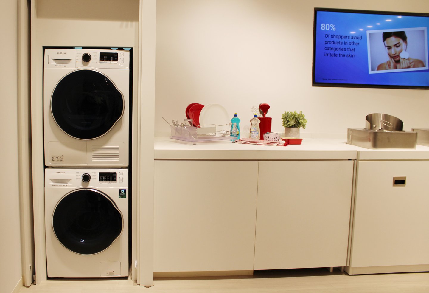 The company's regularly uses its laundry machines to demonstrate products for retailers. 