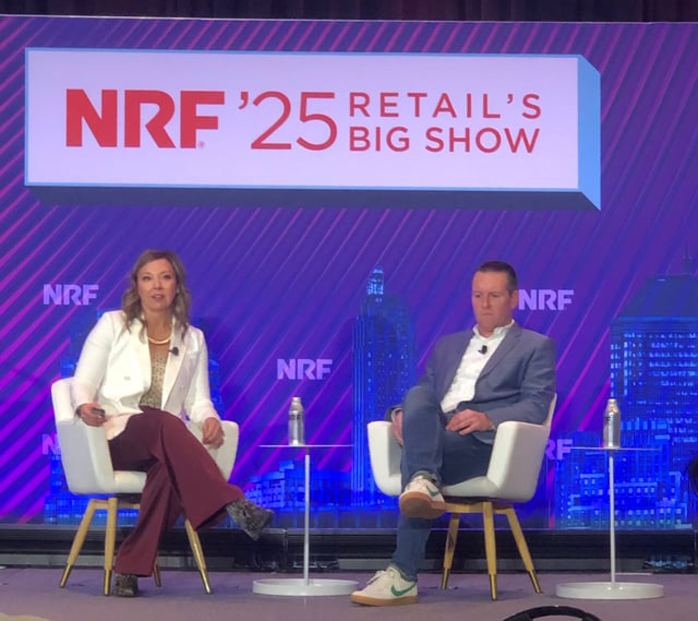 Del Monte's Jamie Decker (left) and Instacart's Ryan Garvey present during NRF’s Big Show.