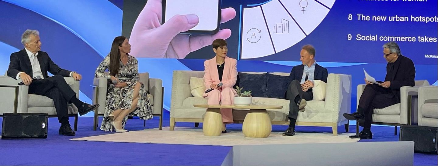 From left: James Quincey, CEO, Coca-Cola; Kathryn McLay, president and CEO, Walmart International; Malina Ngai, group CEO, AS Watson Group; Hein Schumacher, CEO, Unilever; and Sajal Kohli, senior partner, McKinsey & Company