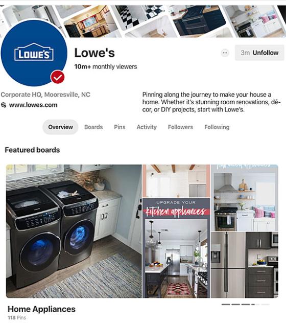 Lowe's Pinterest page Lowe's Pinterest page