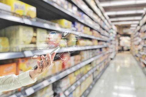 Grocery store tech smartphone Grocery store tech smartphone