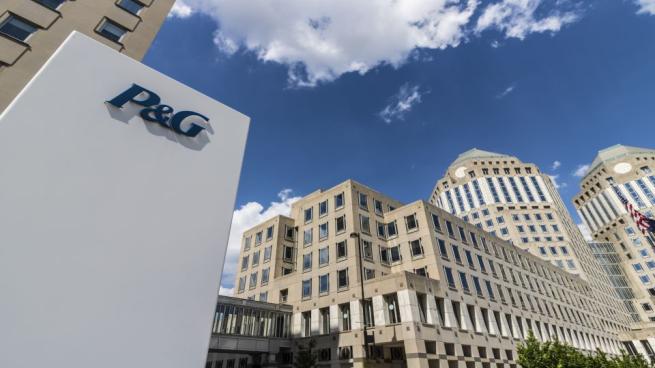 P&G logo on building
